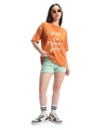 Shop Women's Orange Viva La Typography Oversized T-shirt