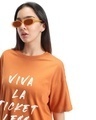 Shop Women's Orange Viva La Typography Oversized T-shirt