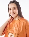 Shop Women's Orange Waiting For My Letters Graphic Printed Oversized T-shirt