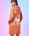 Shop Women's Orange Welcome Home Graphic Printed Hoodie Dress-Front