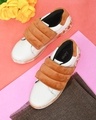 Shop Women's Orange & White Color Block Sneakers-Front