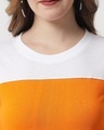 Shop Women's Orange & White Color Block T-shirt