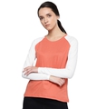 Shop Women's Orange & White Solid T-shirt-Front