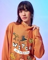 Shop Women's Orange Witch Training Graphic Printed Oversized Sweatshirt