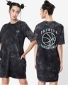 Shop Women's Acid Wash Premium Typography Oversized T-shirt Dress-Front