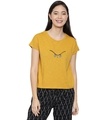 Shop Women's Owl Eyes Mustard Yellow Printed Thirt-Front