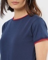 Shop Women's Pageant Blue Varsity Half Sleeve Round Neck T-shirt