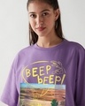 Shop Women's Paisley Purple Beep Beep Graphic Printed Oversized T-shirt