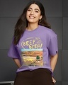 Shop Women's Paisley Purple Beep Beep Graphic Printed Oversized T-shirt-Front