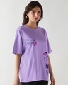 Shop Women's Paisley Purple Birds Of a Feather Graphic Printed Oversized T-shirt-Full