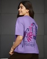 Shop Women's Paisley Purple Birds Of a Feather Graphic Printed Oversized T-shirt-Front