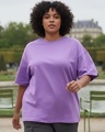 Shop Women's Paisley Purple Oversized Plus Size T-shirt-Front