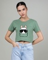 Shop Women's Pastel Green No Probllama Graphic Printed Short Top-Front