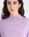 Shop Women's Pastel Lilac High Neck Oversized Crop Sweater
