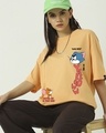 Shop Women's Peach Catch Me Graphic Printed Oversized T-shirt-Front