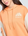 Shop Women's Peach Cobbler & Beige Color Block Oversized Zipper Hoodies