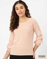 Shop Women's Peach Coloured Embellished Top-Front