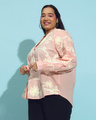 Shop Women's Peach Embroidered Relaxed Fit Plus Size Shirt-Design