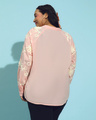 Shop Women's Peach Embroidered Relaxed Fit Plus Size Shirt-Full