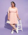 Shop Women's Peach Floral Printed Plus Size Dress