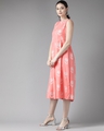 Shop Women's Peach Khari Floral Printed Box Pleated A-Line Dress-Design