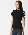 Shop Women's Petal Sleeves High Neck Rib T-Shirt-Design