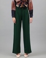 Shop Women's Pine Green Straight Fit Trousers-Front