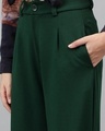 Shop Women's Pine Green Straight Fit Trousers