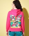 Shop Women's Pink 1970s Graphic Printed Hooded Sweatshirt-Front