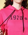 Shop Women's Pink 1970s Graphic Printed Hooded Sweatshirt