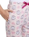 Shop Women's Pink All Over Cat Printed Cotton Pyjamas-Full