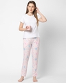 Shop Women's Pink All Over Clouds & Stars Printed Lounge Pants