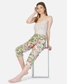 Shop Women's Pink All Over Floral Printed Cotton Capris