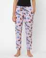 Shop Women's Pink All Over Floral Printed Cotton Lounge Pants-Front