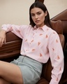 Shop Women's Pink All Over Printed Oversized Shirt-Front