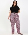 Shop Women's Pink & Black All Over Printed Plus Size Pyjamas-Full
