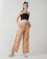 Shop Women's Peach All Over Printed Wide Leg Pyjamas-Full