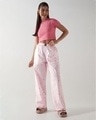 Shop Women's Pink All Over Printed Wide Leg Pyjamas-Full