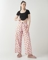 Shop Women's Pink All Over Printed Wide Leg Pyjamas-Full