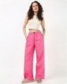 Shop Women's Pink All Over Printed Wide Leg Pyjamas-Full
