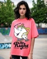 Shop Women's Pink All Right Graphic Printed Oversized T-shirt-Front
