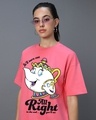Shop Women's Pink All Right Graphic Printed Oversized T-shirt