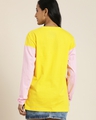 Shop Women's Pink and Yellow Flower Color Block Oversized Cotton T-shirt-Design