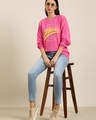 Shop Women's Pink Athletic Typography Oversized T-shirt-Full
