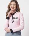 Shop Women's Pink Babe Typography Cropped Hoodie T-shirt-Front