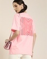 Shop Women's Pink Back Printed Oversized T-shirt-Front
