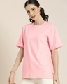 Shop Women's Pink Back Printed Oversized T-shirt-Full