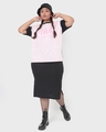 Shop Women's Pink & Black Color Block Typography Oversized Plus Size T-shirt