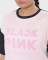 Shop Women's Pink & Black Color Block Typography Oversized Plus Size T-shirt