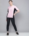 Shop Women's Pink & Black Colourblocked T-Shirt